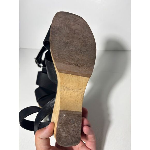 Everlane The Clog Sandal Black size 7.5 Leather Wood Minimalist Summer Heel EUC - Picture 6 of 6